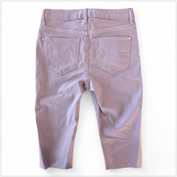 River Island Lavender Shimmer Stretch Denim Longline Shorts New NWT US 4 - Picture 3 of 5